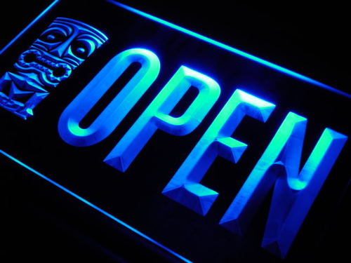OPEN Tiki Bar Mask Beer Pub Neon Light Sign